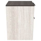 Benzara Two Tone Wooden File Cabinet with 2 File Drawers, Antique White and Gray BM213334 Gray and White Engineered Wood BM213334