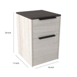 Benzara Two Tone Wooden File Cabinet with 2 File Drawers, Antique White and Gray BM213334 Gray and White Engineered Wood BM213334