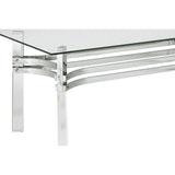Benzara Rectangular Glass Top Cocktail Table with Straight Acrylic Legs, Clear and Chrome BM213340 Clear and Chrome Glass, Acrylic and Metal BM213340