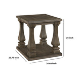 Benzara Plank Style End Table with Connected Legs and Open Shelf, White and Brown BM213342 Brown Veneer, Solid Wood, Engineered Wood BM213342