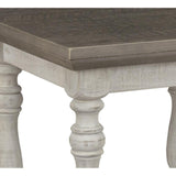Benzara Plank Style End Table with Turned Legs and Open Shelf, White and Gray BM213361 Gray and White Veneer, Solid Wood, Engineered Wood BM213361