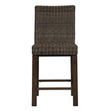 Benzara Handwoven Wicker Frame Aluminum Barstool with Foam Seat, Set of 2, Brown BM213362 Brown Aluminum, Wicker BM213362