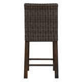 Benzara Handwoven Wicker Frame Aluminum Barstool with Foam Seat, Set of 2, Brown BM213362 Brown Aluminum, Wicker BM213362