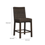 Benzara Handwoven Wicker Frame Aluminum Barstool with Foam Seat, Set of 2, Brown BM213362 Brown Aluminum, Wicker BM213362