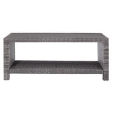 Benzara Wicker Woven Aluminum Frame Cocktail Table with Open Shelf, Gray BM213374 Gray Metal and Wicker BM213374