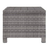 Benzara Wicker Woven Aluminum Frame Cocktail Table with Open Shelf, Gray BM213374 Gray Metal and Wicker BM213374