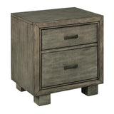 Modern Style Wooden Two Drawer Setup Nightstand with Block Legs, Gray