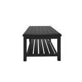 Benzara Plank Style Rectangular Metal Cocktail Table with Open Shelf, Black BM213377 Black Metal BM213377