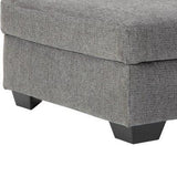 Benzara Square Textured Fabric Upholstered Oversized Accent Ottoman, Gray BM213384 Gray Solid Wood and Fabric BM213384