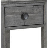 Benzara Farmhouse Style Wooden End Table with 1 Drawer and Open Bottom Shelf, Gray BM213391 Gray Solid Wood BM213391