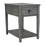 Farmhouse Style Wooden End Table with 1 Drawer and Open Bottom Shelf, Gray