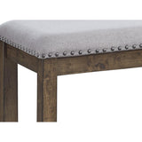 Benzara Nailhead Trim Wooden Dining Bench with Fabric Upholstery, Brown and Gray BM213393 Brown and Gray Wood, Fabric BM213393