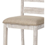 Benzara Armless Wooden Barstool Set with Textured Finish, Brown and White BM213402 Brown and White Wood BM213402