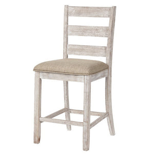 Benzara Armless Wooden Barstool Set with Textured Finish, Brown and White BM213402 Brown and White Wood BM213402