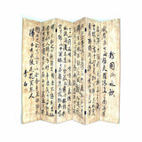 6 Panel Wooden Foldable Screen with Ancient Calligraphy, Gold and Black