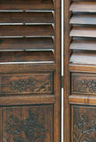 Benzara 3 Panel Shutter Design Screen with Intricate Wooden Carvings, Walnut Brown BM213442 Brown Solid wood BM213442