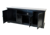 Benzara Wooden TV Stand with 1 Shelf and 3 Cabinets, Black BM213451 Black Wood BM213451