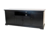 Wooden TV Stand with 1 Shelf and 3 Cabinets, Black