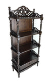 Benzara Wooden Bookcase Shelf with Carved Details and Filigree Accents, Brown BM213452 Brown Wood BM213452