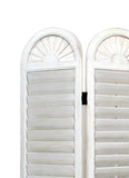 Benzara Wooden 3 Panel Room Divider with Slatted Shutter Design, White BM213458 White Wood BM213458