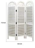 Benzara Wooden 3 Panel Room Divider with Slatted Shutter Design, White BM213458 White Wood BM213458