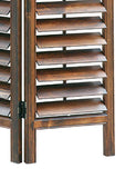 Benzara Wooden 3 Panel Room Divider with Slatted Shutter Design, Brown BM213459 Brown Wood BM213459