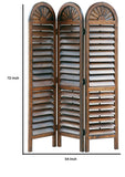 Benzara Wooden 3 Panel Room Divider with Slatted Shutter Design, Brown BM213459 Brown Wood BM213459