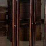 Benzara Traditional Wood and Glass Accent Cabinet with Carved Details, Brown BM213463 Brown Wood BM213463