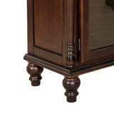 Benzara Traditional Wood and Glass Accent Cabinet with Carved Details, Brown BM213463 Brown Wood BM213463