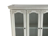 Benzara Traditional Wood and Glass Accent Cabinet with Carved Details, White BM213464 White Wood BM213464