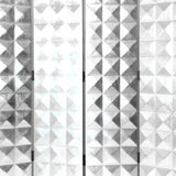 Benzara Wooden 4 Panel Room Divider with Raised Geometric Prism Design, Silver BM213473 Silver Wood BM213473