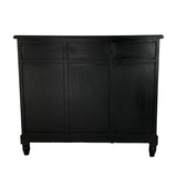 Benzara Wooden Sideboard with 3 Drawers and 2 Open Shelves, Black BM213475 Black Wood BM213475