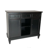 Wooden Sideboard with 3 Drawers and 2 Open Shelves, Black