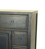 Benzara Wooden Chest with 8 Spacious Drawers and 1 Cabinet, Black BM213477 Black Wood BM213477