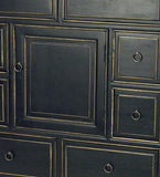 Benzara Wooden Chest with 8 Spacious Drawers and 1 Cabinet, Black BM213477 Black Wood BM213477