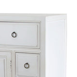 Benzara Wooden Chest with 8 Spacious Drawers and 1 Cabinet, White BM213478 White Wood BM213478