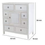 Benzara Wooden Chest with 8 Spacious Drawers and 1 Cabinet, White BM213478 White Wood BM213478