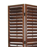 Benzara Wooden 3 Panel Room Divider with Slatted Design, Brown BM213479 Brown Wood BM213479