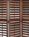 Benzara Wooden 3 Panel Room Divider with Slatted Design, Brown BM213479 Brown Wood BM213479