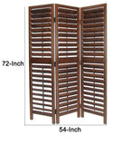 Benzara Wooden 3 Panel Room Divider with Slatted Design, Brown BM213479 Brown Wood BM213479