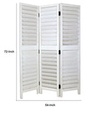 Benzara Wooden 3 Panel Room Divider with Slatted Design, White BM213480 White Wood BM213480
