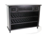 Wooden Sideboard with 3 Drawers and 3 Slatted Shelves, Black