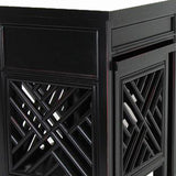 Benzara Wooden Nesting Tables with Cut Out Pattern, Set of 2, Black BM213498 Black Wood BM213498