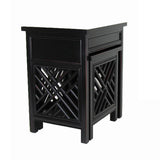 Benzara Wooden Nesting Tables with Cut Out Pattern, Set of 2, Black BM213498 Black Wood BM213498
