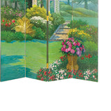 Benzara Wooden 4 Panel Room Divider with Gazebo, Multicolor BM213506 Multicolor Wood BM213506