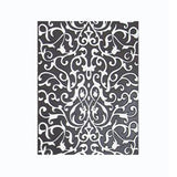 Benzara Wooden 4 Panel Room Divider with Scrolling Motifs, Black and Silver BM213512 Black and Silver Wood BM213512