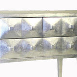 Benzara Wooden Accent Chest with Raised Geometric Prism Design, Silver BM213518 Silver Wood BM213518