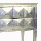 Benzara Wooden Accent Chest with Raised Geometric Prism Design, Silver BM213518 Silver Wood BM213518