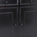 Benzara Wooden Cabinet with 2 Spacious Drawers and Door Cabinets, Black BM213520 Black Wood BM213520