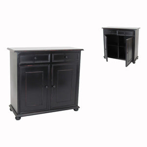 Benzara Wooden Cabinet with 2 Spacious Drawers and Door Cabinets, Black BM213520 Black Wood BM213520